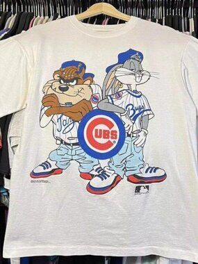 Chicago Cubs Looney Tunes Taz Graphic White T Shirt 252